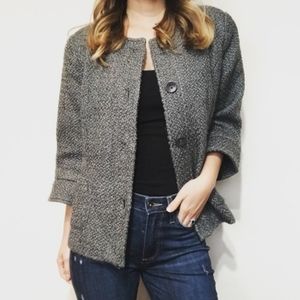 Coldwater Creek Wool Blend Boucle Blazer Gray Size Petite 10